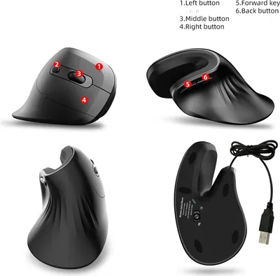 Obrázek produktu pro Vertikální myš Drátová myš Ergonomický design Myši 7200DPI Nastavitelná optická myš pro e-sport Silná kompatibilita Podporuje Windows/Linux/Mac OS Pro počítač Laptop PC