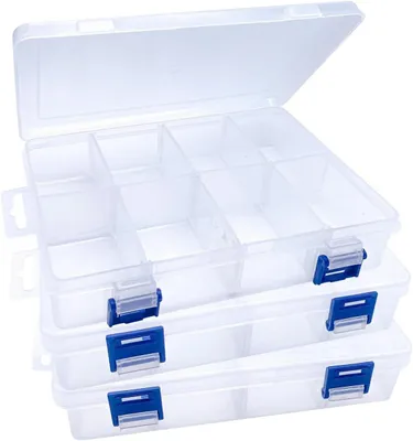 Obrázok produktu pre úložný box 8 priehradiek, 3 ks, plast, priehľadný, pre korálky