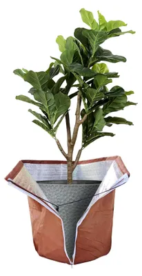 Produktbild von Thermo Topfschutz für Pflanzen - 40 x 40 cm, Winterschutz mit Reißverschluss und Kordelzug, Wurzelschutz