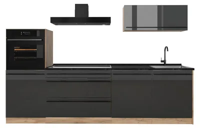 Imagen del producto de Mueble de cocina Vicco R-Line Antracita alto brillo/Roble dorado 280 cm encimera Antracita, Model 66481