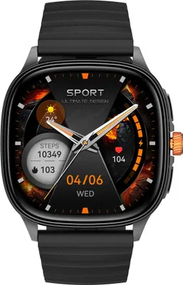 INF Multifunktionale Smartwatch mit AMOLED, Bluetooth Anruf & Gesundheitsüberwachung Schwarz