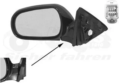 Produktbild von VAN WEZEL 2527805 Außenspiegel Seitenspiegel Links für HONDA CIVIC VI Hatchback (EJ, EK) Konvex