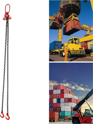 Obrázek produktu pro Řetězový závěs - Dvouvláknový - Nosnost 2 t (2000 kg) - Délka každého vlákna 2 m (200 cm) - Legovaná ocel - Černá barva