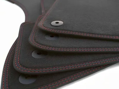 Immagine prodotto di Tappetini adatti per VW T-Cross velours premium tappetini auto in moquette 4x nero doppia cucitura rosso