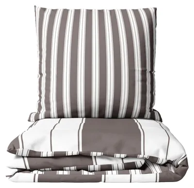 Produktbild von Bettwäsche 135x200 cm Set Braun Gestreift Baumwolle Reißverschluss Wendeseite Streifen Pflegeleicht
