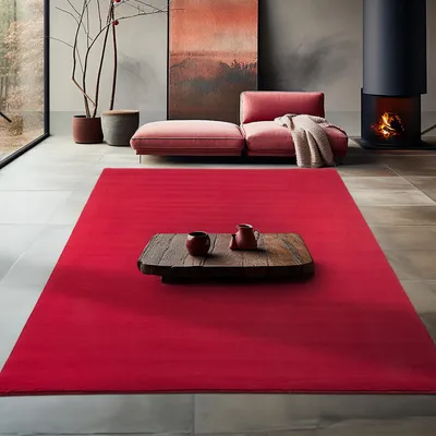 Image de Teppium Tapis Couloir Lavable Poils Courts 60x110 cm Rouge