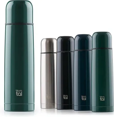 Produktbild von Famanu Thermoskan 700 ml - lekfreie Isolierkan mit Trinkbecher, dunkelgrün