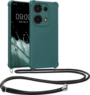 Produktbild von kwmobile Necklace Case kompatibel mit Xiaomi Redmi Note 13 Pro 4G Hülle - Cover mit Kordel zum Umhängen - Silikon Schutzhülle Petrol