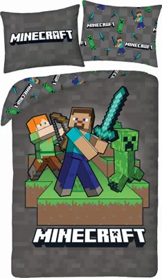 Produktbild von Jugendbettwäsche 140X200 MINECRAFT Steve Creeper Mikrofaser Original Lizenz