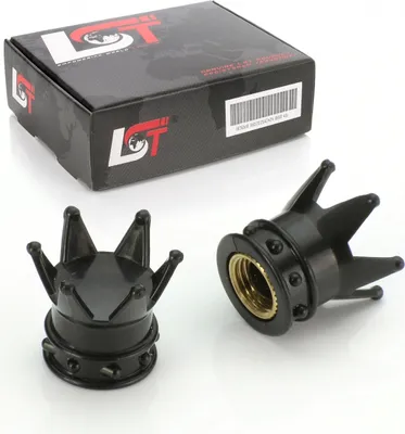Produktbild von 2X Ventilkappe Reifenventil Ventil Kappe Krone Schwarz Für Pkw Lkw Motorrad Quad