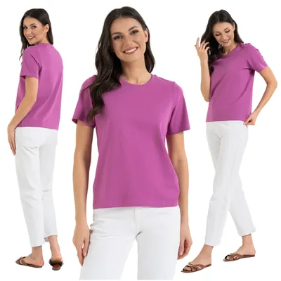 Produktbild von Moraj - T-Shirt Violett - Damenshirt Größe S - Kurzarmshirt - Basic Shirt