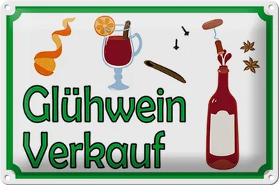 Produktbild von Blechschild Hinweis 30x20cm Glühwein Verkauf