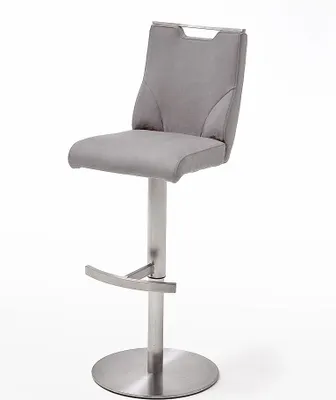 Produktbild von Barhocker Tresenhocker GIULIA Barstuhl mit Griffloch Leder eisgrau Edelstahl