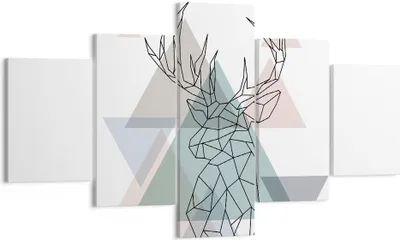 Produktbild von Bild auf Leinwand - Leinwandbild - Hirsch Abstraktion - 125x70cm - Wand Bild - Wanddeko - Leinwanddruck - Bilder - Kunstdruck - Wanddekoration - Leinwand bilder - Wandkunst - EA125x70-3909