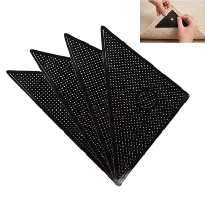 Teppichunterlage selbstklebend, 4er-Pack, Antirutsch, waschbar, wiederverwendbar