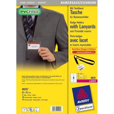 Zdjęcie produktu dla AVERY kieszeń na identyfikator 90 x 60 mm taśma tekstylna 10 sztuk