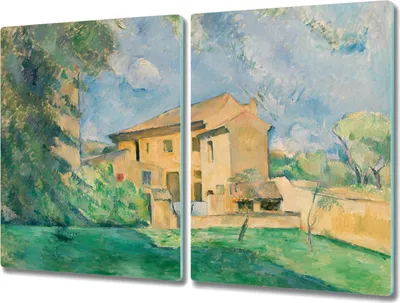 Produktbild von Coloray Kochplattenabdeckung Herdabdeckplatte 2x40x52 cm Hackbrett Schneidebrett Küchenbrett - Dorf Gebäude