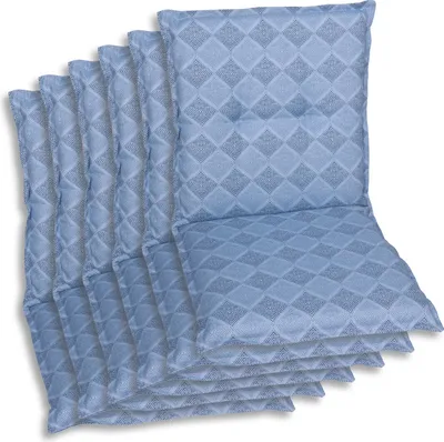 Produktbild von GO-DE Textil, Sesselauflage Niederlehner, 6er Set, Farbe: blau, Maße ca.: 100 cm x 50 cm x 6 cm, Rückenhöhe: 52 cm