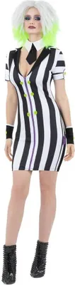 Image de Beetlejuice - Costume robe Halloween SM2826 (XL) (Noir/Blanc)