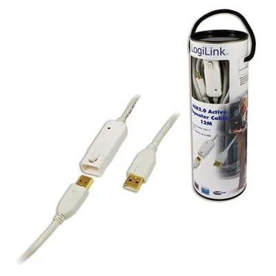 Obrázek produktu pro LogiLink 12m USB 2.0, 12 m, USB A, USB A, Samec/samice, 0,48 Gbit/s, Bílá