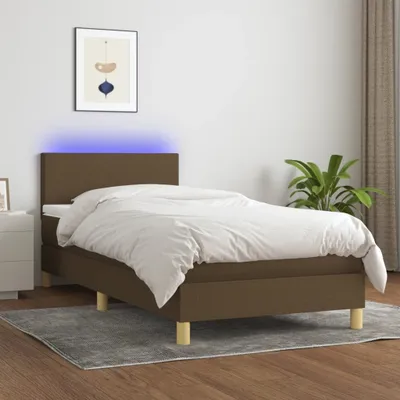 Produktbild von Cloris Designermöbel Boxspringbett mit Matratze & LED Dunkelbraun 80x200 cm Stoff 2024 Neu