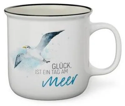 Produktbild von Kaffeebecher Grüße vom Meer, Möwenmotiv, New Bone China, 250 ml