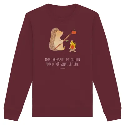 Produktbild von Mr. & Mrs. Panda Baumwoll Sweatshirt Igel Grillen Größe M - Burgundy - Geschenk, Pullover, Bio, Pulli, Ziele, Sinn Des Lebens, Sweater, Lustige Sprüche, Motivation
