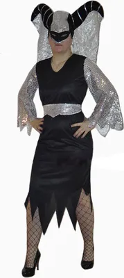 Produktbild von Kostüm Teufelin schwarz-silber Halloween Größe: 40-42