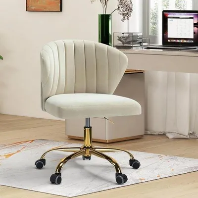 Produktbild von Famanu Bürostuhl Höhenverstellbar Beige - Modernes Design mit 360° Drehfunktion