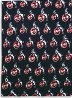 A repeating pattern of goats and the 1. FC Köln logo on a black background.