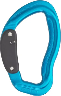 Blauer Schnappkarabiner "ROCKET mit Slidelock" von Austri Alpin; geeignet für Klettern.