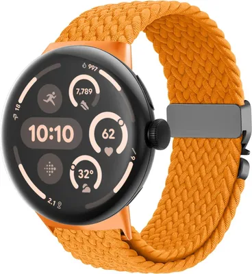 Produktbild von Strap-it Nylon geflochtenes Armband mit P-Buckle Befestigung geeignet für geeignet für Google Pixel Watch 3 45mm / Google Pixel Watch 4 45mm - Orange