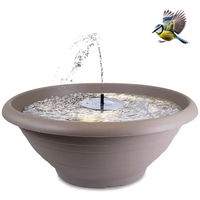 Image de Kit fontaine solaire XXL pour l'extérieur - grande vasque de 60 cm taupe