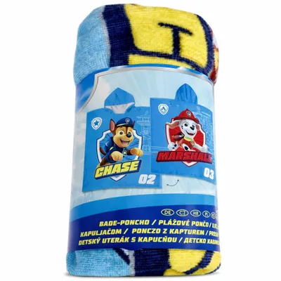Produktbild von Paw Patrol Chase Marshall Badeponcho Badetuch Poncho Kapuze Strandtuch 120x60cm