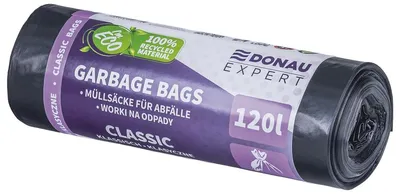 Zdjęcie produktu dla DONAU EXPERT, worki na śmieci, 120 litrów, 10 sztuk, LDPE, czarne, 1 rolka, do segregacji odpadów
