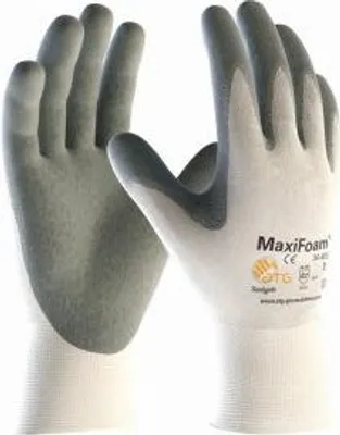 Produktbild von 12 Paar ATG® Nylon-Strickhandschuhe MaxiFoam® (34-800), weiß/grau , Größe 8 (M)