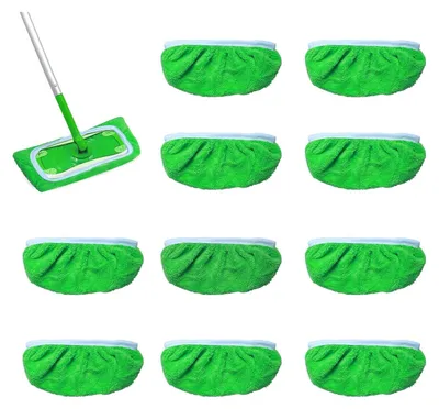 Produktbild von 10 Stück für Swiffer Bodentücher Tücher Mikrofaser, 25,4x11,5cm Wiederverwendbar für Swiffer Sweeper Mop Bodenwischer Nass Trocken Wischmopp Bezug
