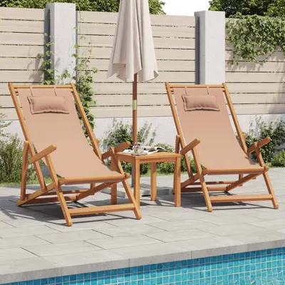 Produktbild von 2024 Möbel Strandstühle 2 Stk. Klappbar Taupe Stoff und Massivholz - Gartenstühle5793639