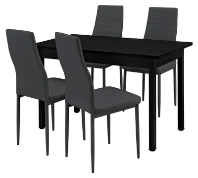 Produktbild von Esstisch mit 4 Stühlen in Schwarz und Dunkelgrau, 120x60cm