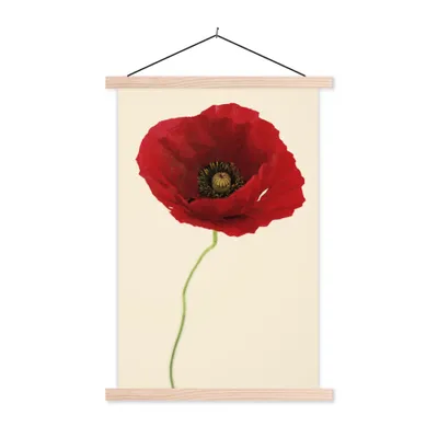 Produktbild von MuchoWow® Textilposter Nahaufnahme einer roten Mohnblume 60x90 cm mit holzfarbenen Rahmen - Textil