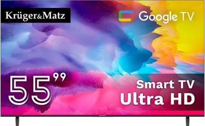 Zdjęcie produktu dla Telewizor Kruger&Matz 55" UHD Google TV 5.0 DVB-T2/T/C H.265 HEVC smart