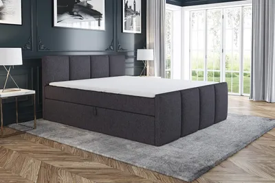 Produktbild von Boxspringbett GRECO 160x200 mit 2 Bettkästen, Bonell-Matratze und Topper. Möbel vom Hersteller- Handarbeit!Bett Komplett-Set mit Matratze,Bettkasten & Kopfteil. Stoff SAVANA. Elegantes Bett mit massives Kopfteil.