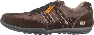 A side view of a single brown Dockers by Gerli sneaker.