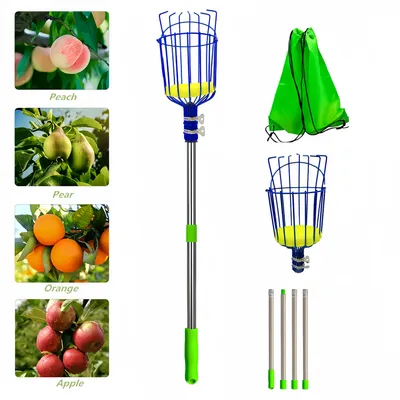 Produktbild von ZELURXX Obstpflücker Obstsammler Apfelpflücker Erntehelfer Pflücker Ernte Obst Sammelhilfe Birnen, 4-teilige, Blau