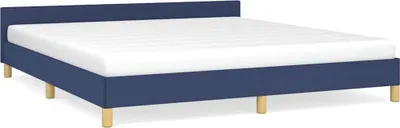 Produktbild von vidaXL Bettgestell mit Kopfteil ohne Matratze Blau 180x200 cm Stoff