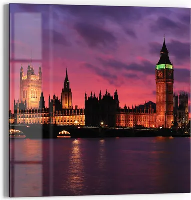 Produktbild von DEQORI Glasbild Echtglas 30x30 cm 'London im Abendrot' Wandbild Bild modern Deko