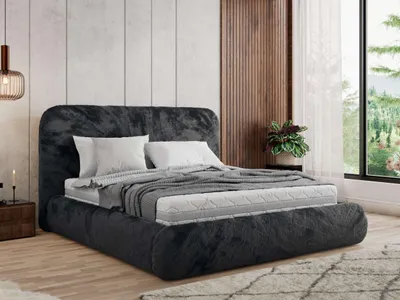 Produktbild von MKS MEBLE Polsterbett BENEA CLASSIC 160 x 200 cm mit Bettkasten & Gasdruck-Lift-Stauraum & Federleisten Multipocket Matratze - ELORI LUX - Dunkelgrau Plüsch