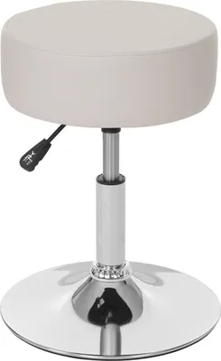 Produktbild von Stolička HWC-C22, sedací stolička make-up stolička, výškově nastavitelná Ø 35 cm  Imitace kůže, krémová