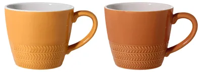 Kaffeetassen mit Henkel, Ø 9,5 cm, Keramik, 2er-Set, orange