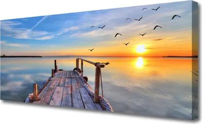 Produktbild von Tulup Leinwand-Bilder 125x50 Wandbild Canvas Kunstdruck Meer Brücke Sonne Architektur